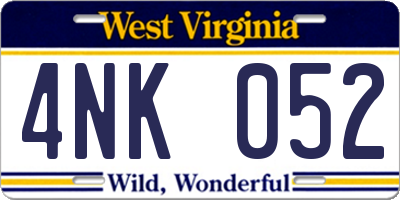 WV license plate 4NK052