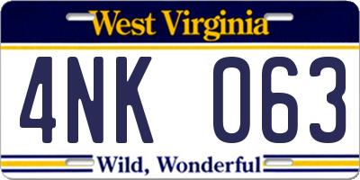 WV license plate 4NK063