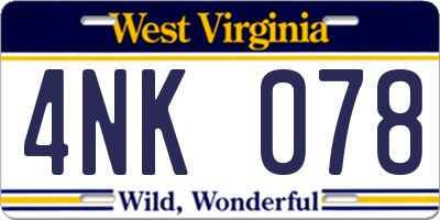 WV license plate 4NK078