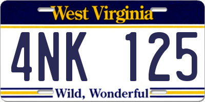 WV license plate 4NK125