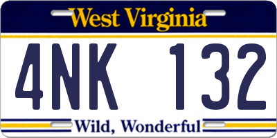 WV license plate 4NK132