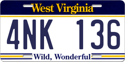 WV license plate 4NK136