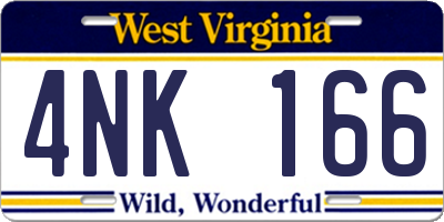WV license plate 4NK166