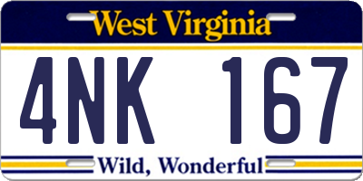 WV license plate 4NK167