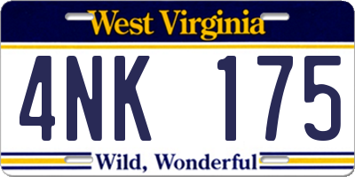 WV license plate 4NK175