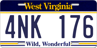 WV license plate 4NK176