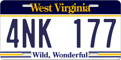 WV license plate 4NK177