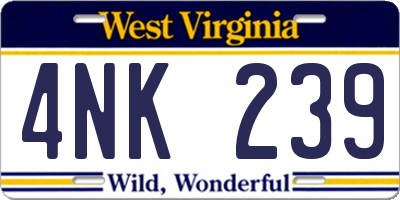 WV license plate 4NK239