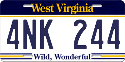 WV license plate 4NK244
