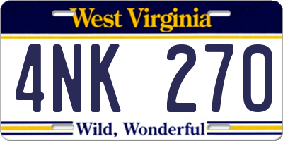 WV license plate 4NK270