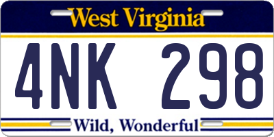 WV license plate 4NK298