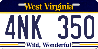 WV license plate 4NK350