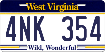 WV license plate 4NK354