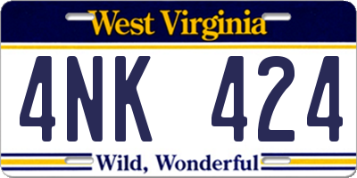 WV license plate 4NK424