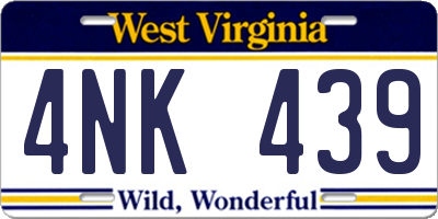 WV license plate 4NK439