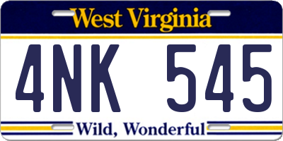 WV license plate 4NK545