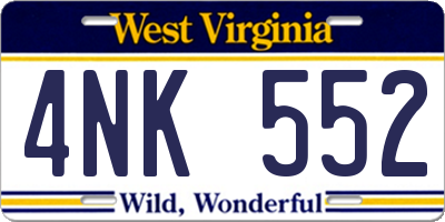 WV license plate 4NK552