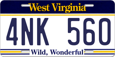 WV license plate 4NK560