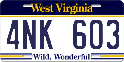 WV license plate 4NK603