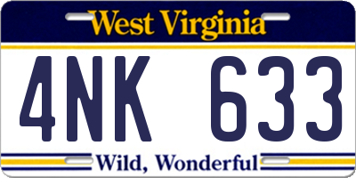 WV license plate 4NK633