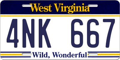 WV license plate 4NK667