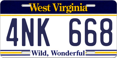 WV license plate 4NK668