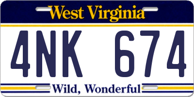 WV license plate 4NK674