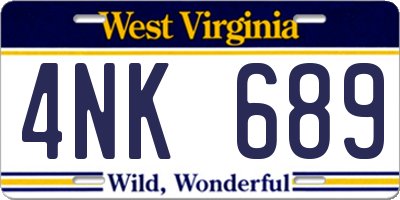 WV license plate 4NK689