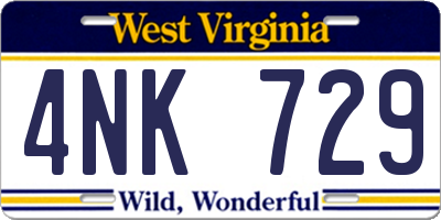 WV license plate 4NK729