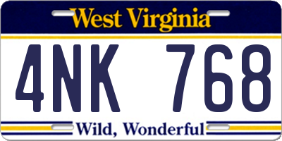 WV license plate 4NK768