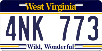 WV license plate 4NK773