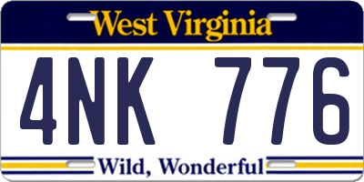 WV license plate 4NK776