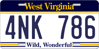 WV license plate 4NK786