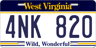 WV license plate 4NK820