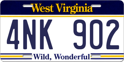 WV license plate 4NK902