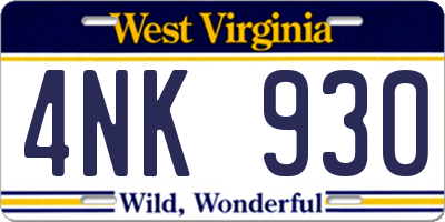 WV license plate 4NK930