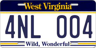 WV license plate 4NL004