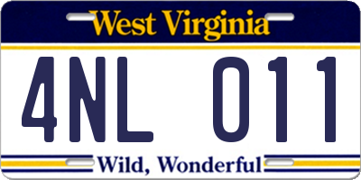 WV license plate 4NL011