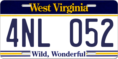 WV license plate 4NL052