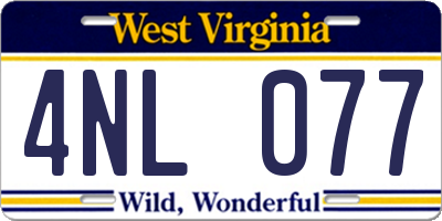 WV license plate 4NL077