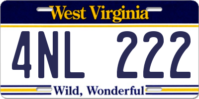 WV license plate 4NL222