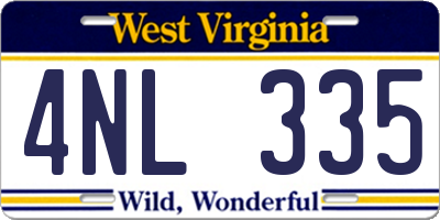 WV license plate 4NL335