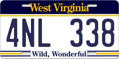 WV license plate 4NL338
