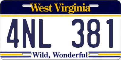 WV license plate 4NL381