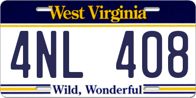 WV license plate 4NL408