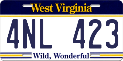 WV license plate 4NL423
