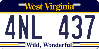 WV license plate 4NL437