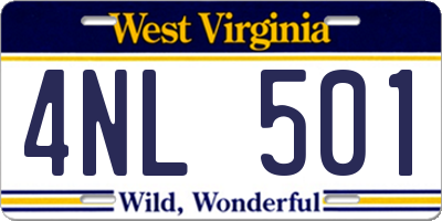 WV license plate 4NL501