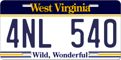 WV license plate 4NL540