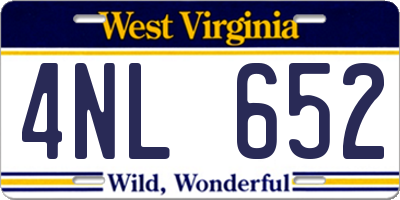 WV license plate 4NL652